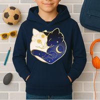 Sun and Moon Yin and Yang Cats Kids Hoodie