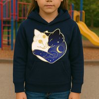 Sun and Moon Yin and Yang Cats Kids Hoodie