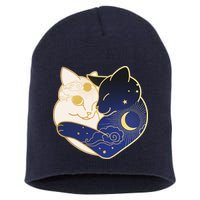 Sun and Moon Yin and Yang Cats Short Acrylic Beanie