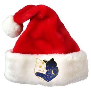 Sun and Moon Yin and Yang Cats Premium Christmas Santa Hat