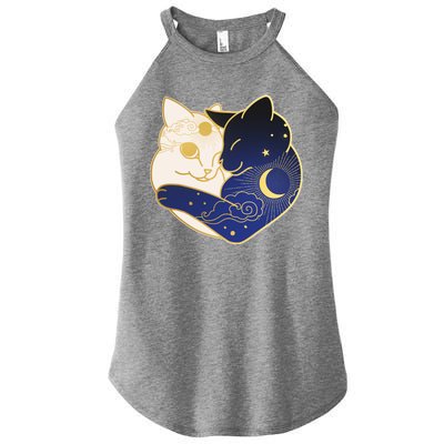 Sun and Moon Yin and Yang Cats Women’s Perfect Tri Rocker Tank