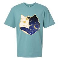 Sun and Moon Yin and Yang Cats Sueded Cloud Jersey T-Shirt