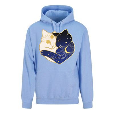 Sun and Moon Yin and Yang Cats Unisex Surf Hoodie