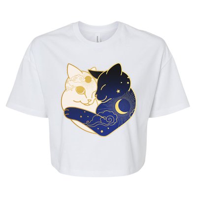 Sun and Moon Yin and Yang Cats Bella+Canvas Jersey Crop Tee