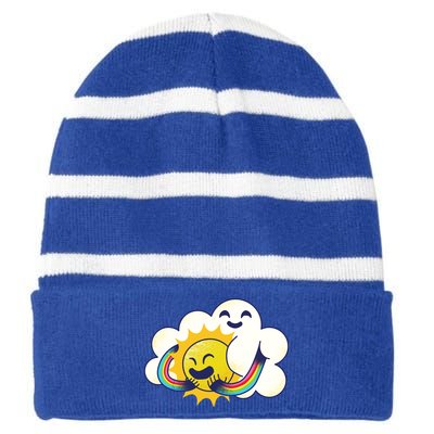 Sun Cloud Love Striped Beanie with Solid Band