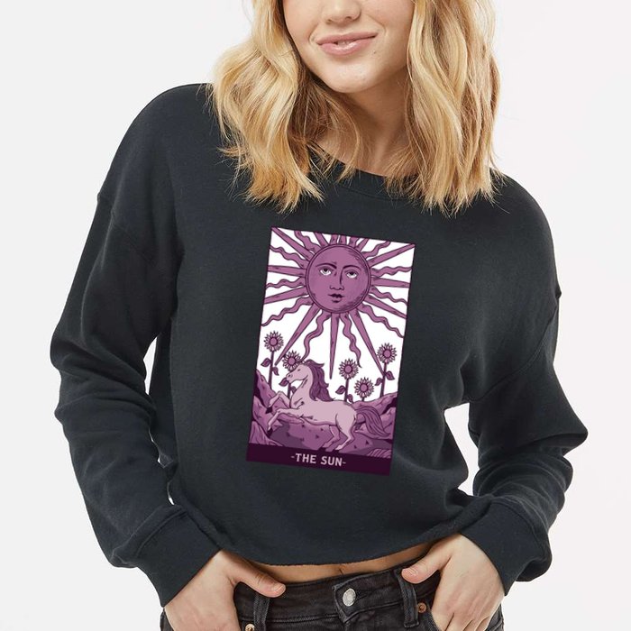 Sun Tarot Card Cropped Pullover Crew