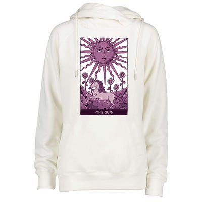 Sun Tarot Card Womens Funnel Neck Pullover Hood