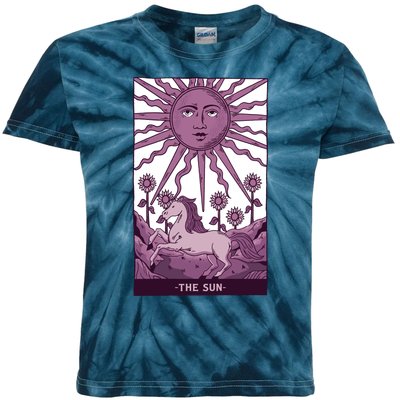 Sun Tarot Card Kids Tie-Dye T-Shirt