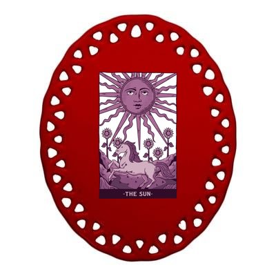 Sun Tarot Card Ceramic Oval Ornament