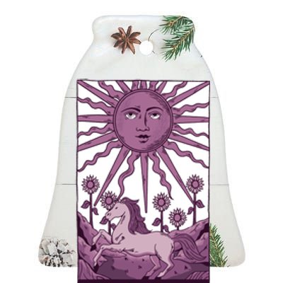 Sun Tarot Card Ceramic Bell Ornament