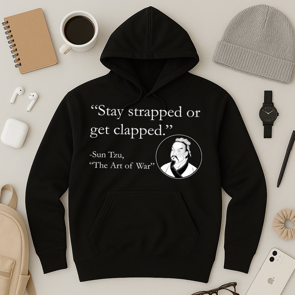 Sun Tzu Quote Stay Strapped Or Get Clapped Hoodie
