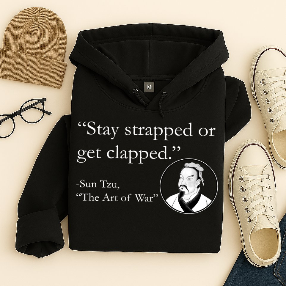 Sun Tzu Quote Stay Strapped Or Get Clapped Hoodie