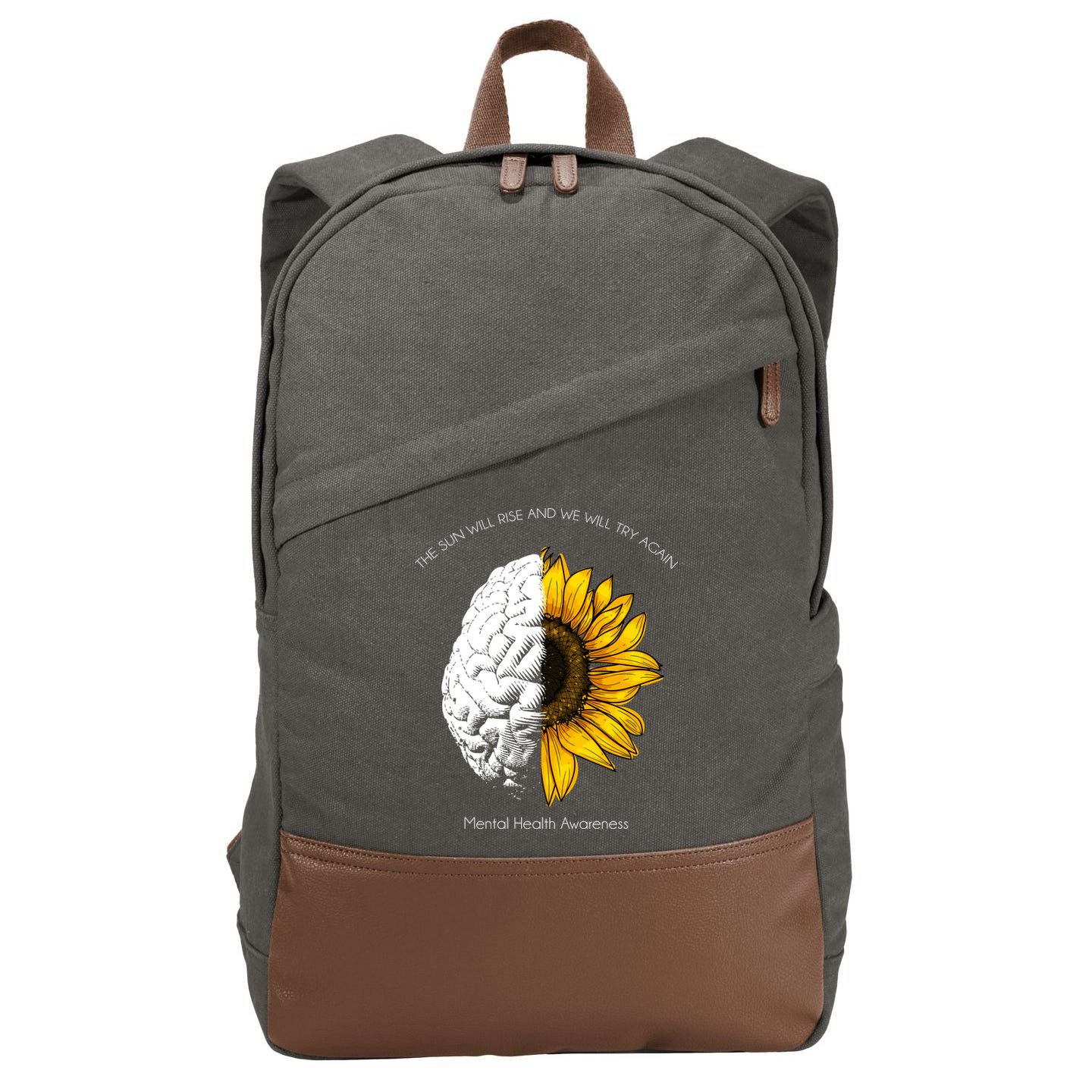 Sun Will Rise We Will Try Again Mental Health Cotton Canvas Backpack