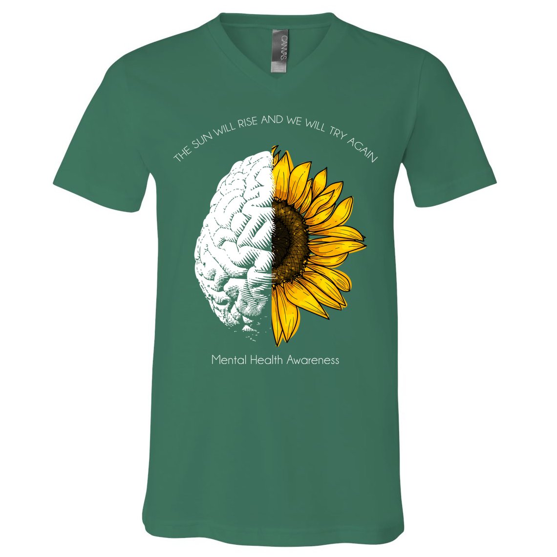Sun Will Rise We Will Try Again Mental Health V-Neck T-Shirt