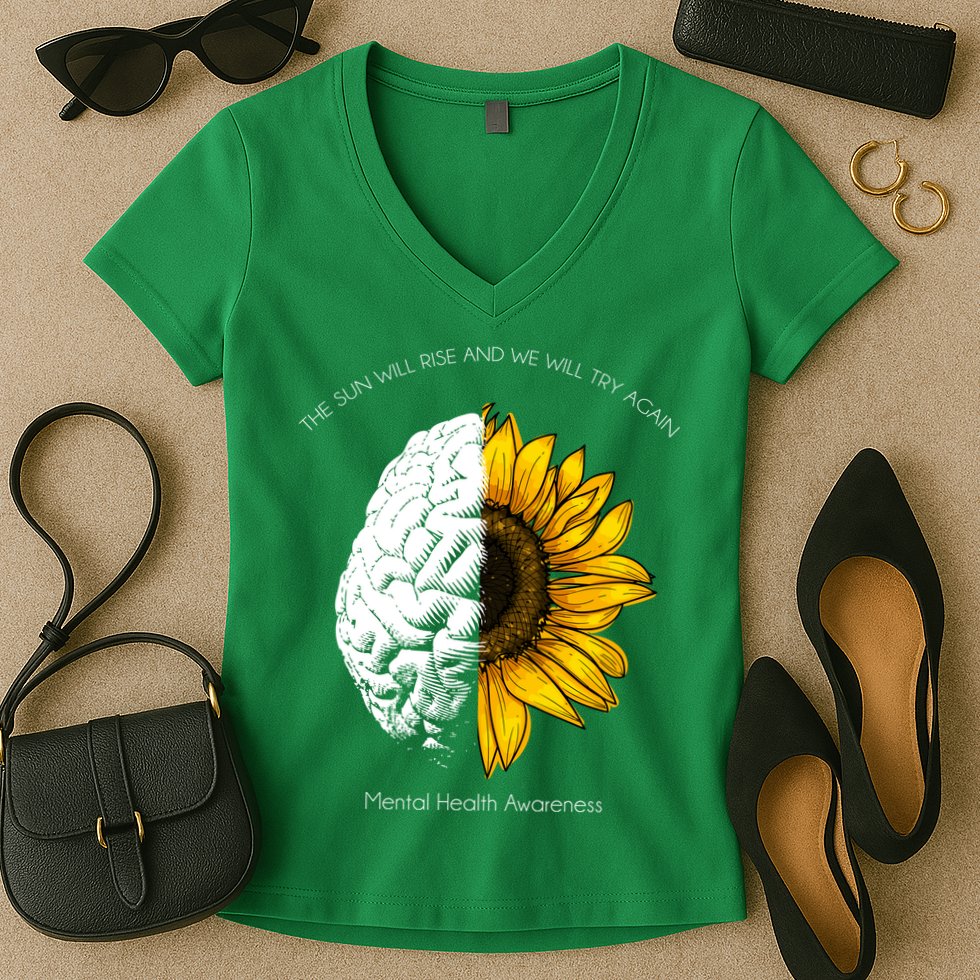 Sun Will Rise We Will Try Again Mental Health Women's V-Neck T-Shirt