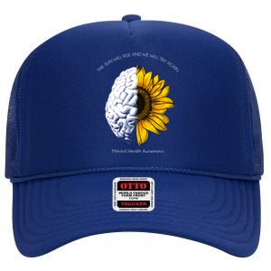 Sun Will Rise We Will Try Again Mental Health High Crown Mesh Back Trucker Hat