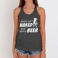 Show Up Naked And Bring Beer Women's Knotted Racerback Tank