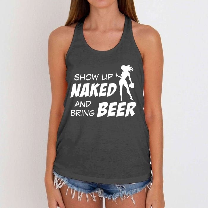 Show Up Naked And Bring Beer Women's Knotted Racerback Tank