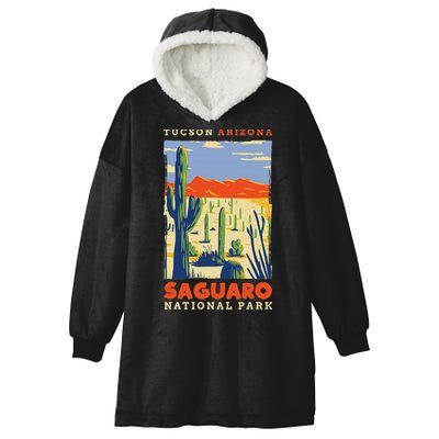 Saguaro Us National Park Tucson Arizona Vintage Hooded Wearable Blanket