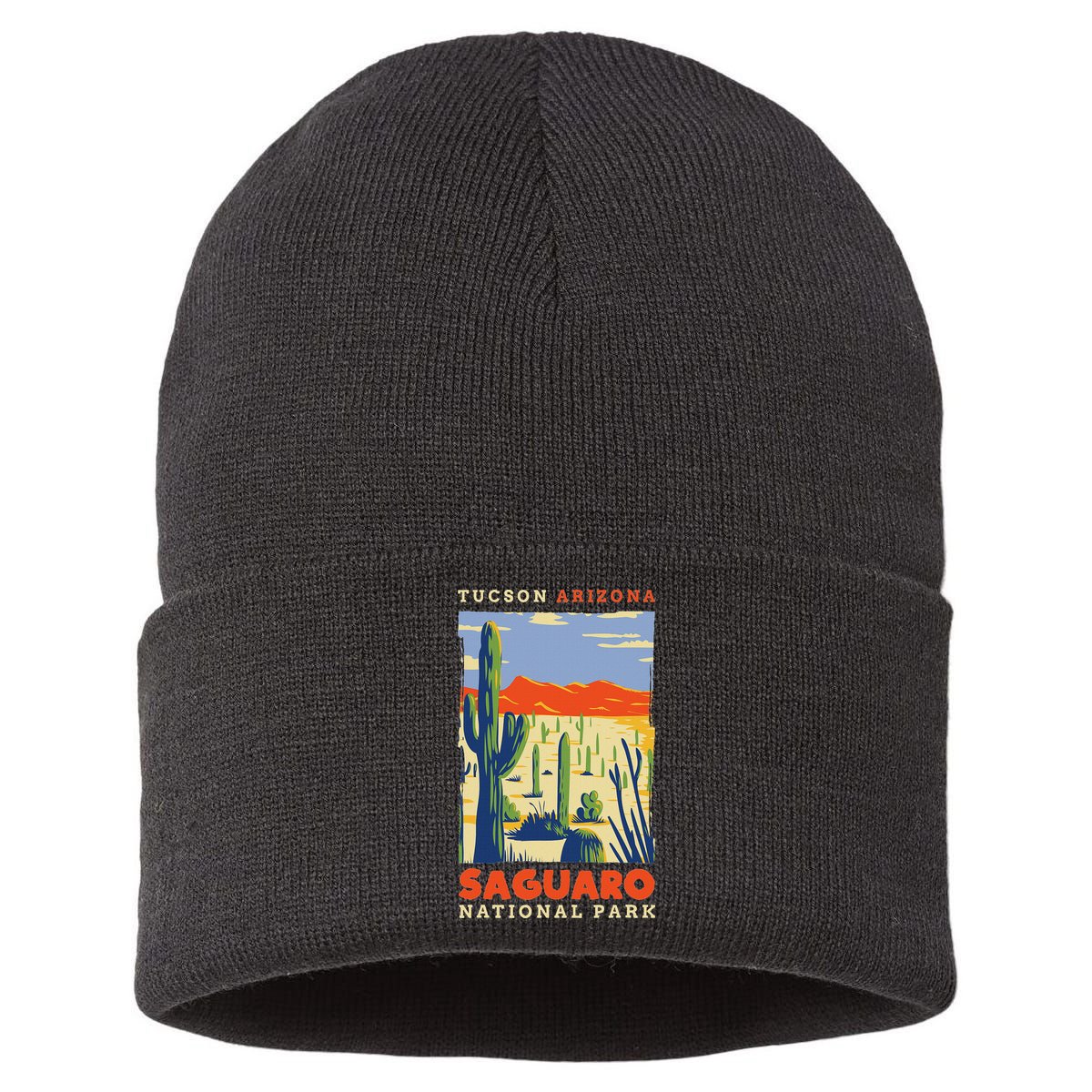 Saguaro Us National Park Tucson Arizona Vintage Gift Sustainable Knit Beanie