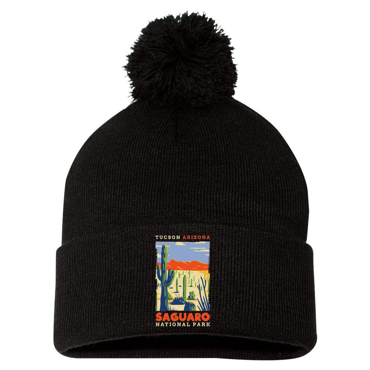 Saguaro Us National Park Tucson Arizona Vintage Gift Pom Pom 12in Knit Beanie