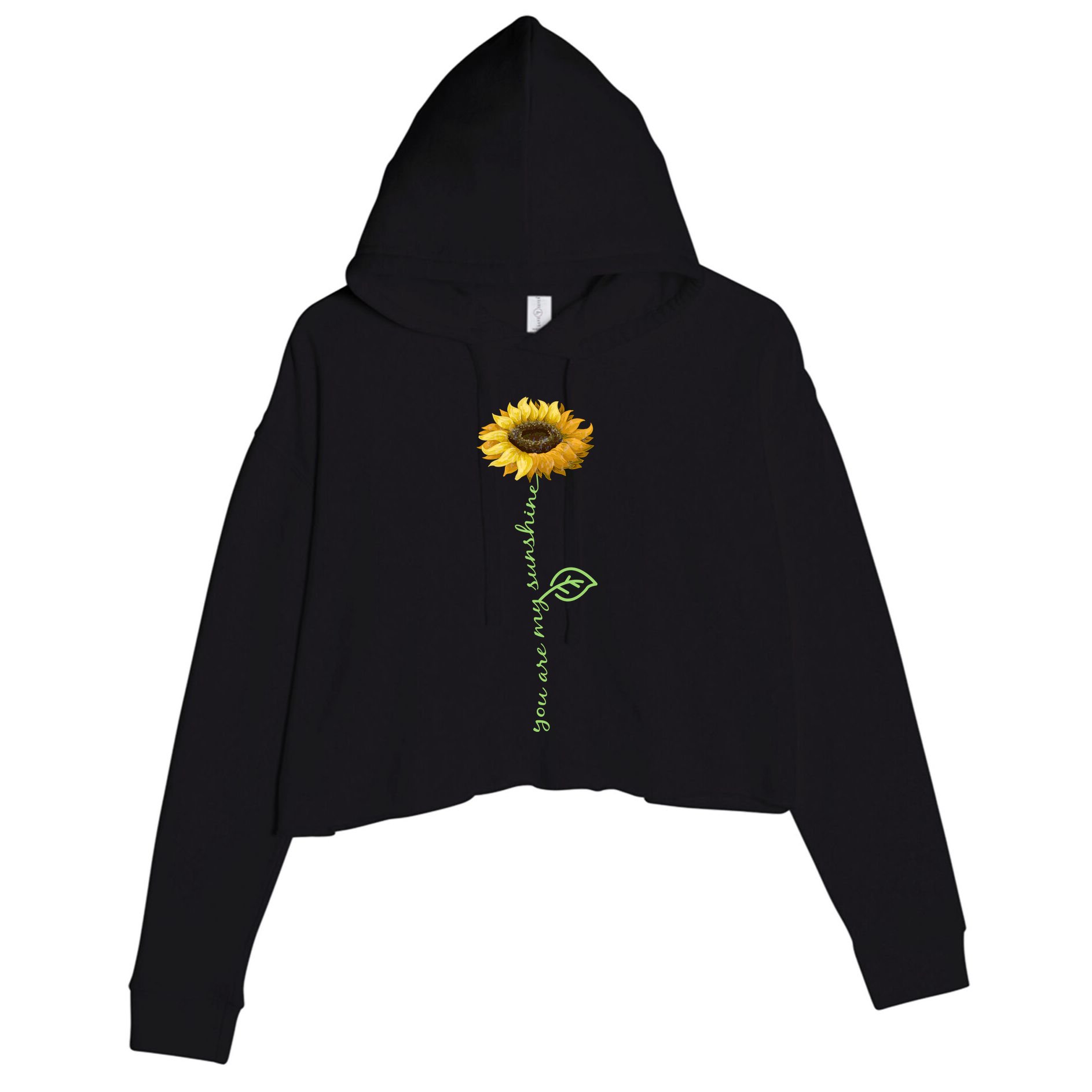 You Are My Sunshine Hippie Sunflower Crop Fleece Hoodie