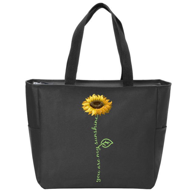 You Are My Sunshine Hippie Sunflower Zip Tote Bag