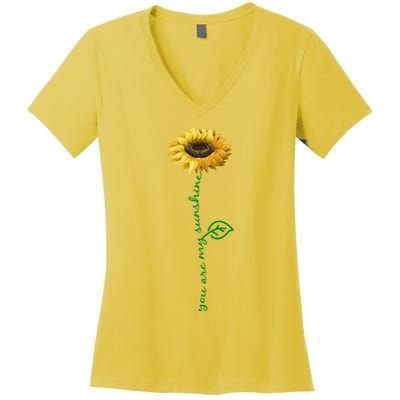 You Are My Sunshine Hippie Sunflower Women's V-Neck T-Shirt
