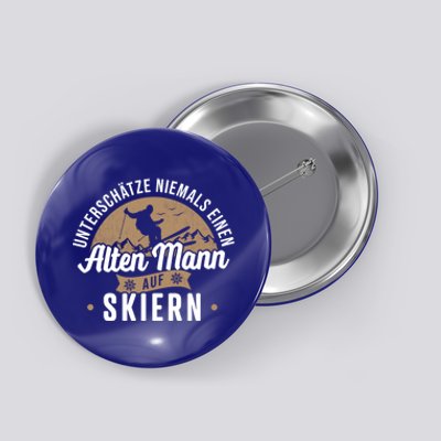 Skiing Underestimates Never An Old On Skis Cool Gift Button