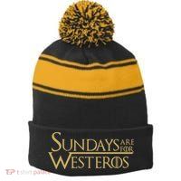 Sundays Are For Westeros Stripe Pom Pom Beanie