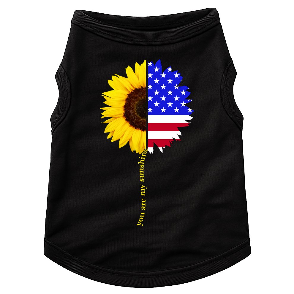 Sunflower American Flag You Are My Sunshine Doggie Tank