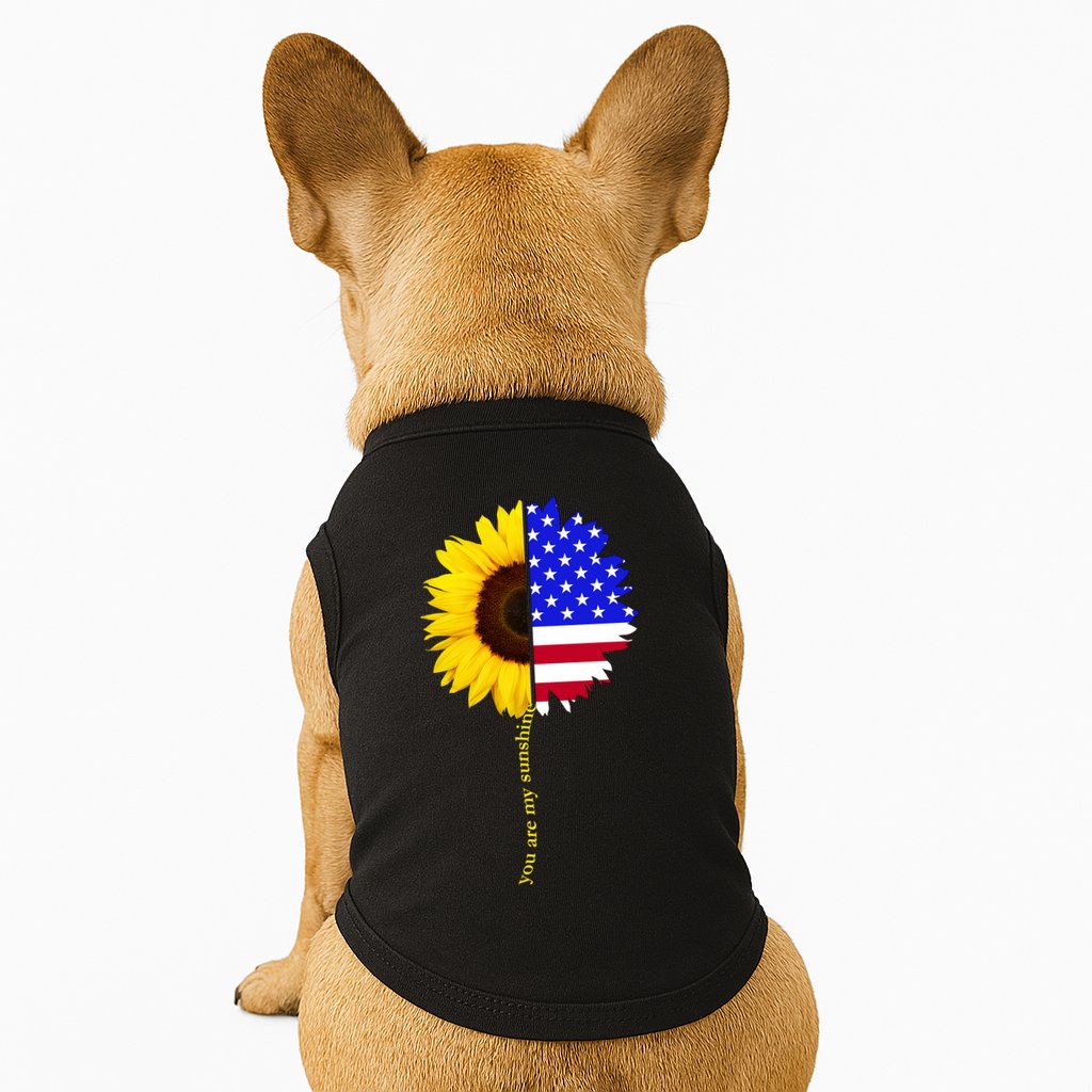 Sunflower American Flag You Are My Sunshine Doggie Tank