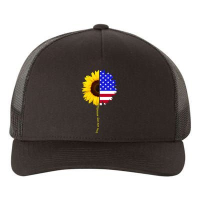 Sunflower American Flag You Are My Sunshine Yupoong Adult 5-Panel Trucker Hat