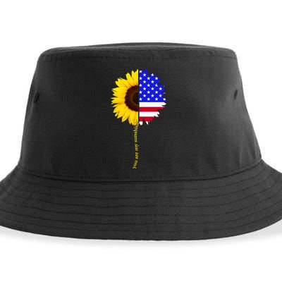 Sunflower American Flag You Are My Sunshine Sustainable Bucket Hat