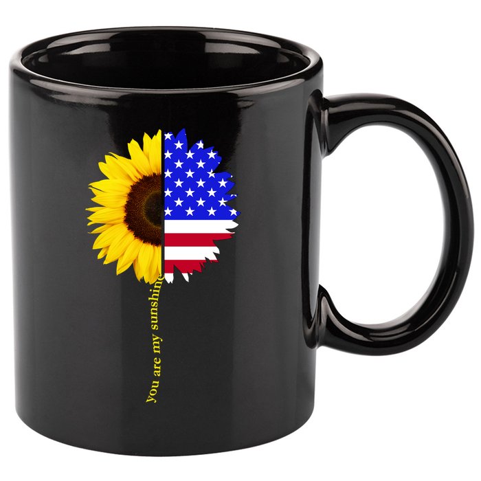 Sunflower American Flag You Are My Sunshine 11oz C Handle Ceramic Mug