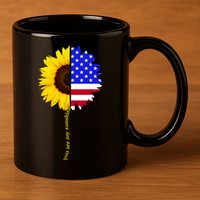 Sunflower American Flag You Are My Sunshine 11oz C Handle Ceramic Mug