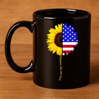 Sunflower American Flag You Are My Sunshine 11oz C Handle Ceramic Mug