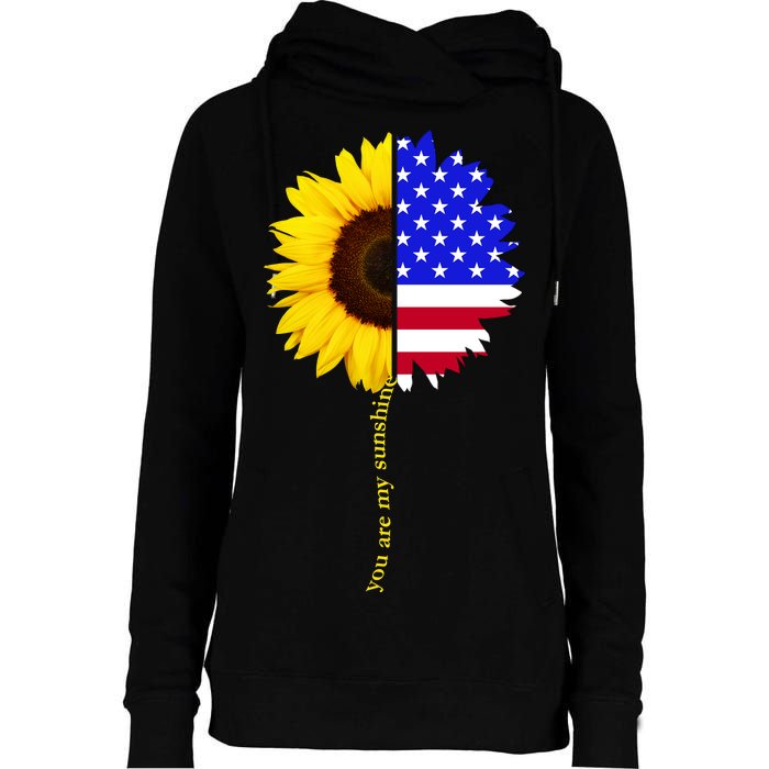 Sunflower American Flag You Are My Sunshine Womens Funnel Neck Pullover Hood