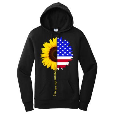 Sunflower American Flag You Are My Sunshine Women's Pullover Hoodie