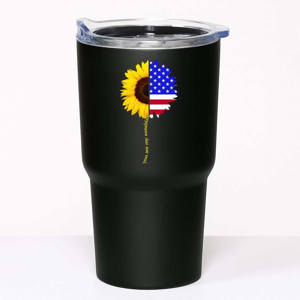 Sunflower American Flag You Are My Sunshine Tumbler