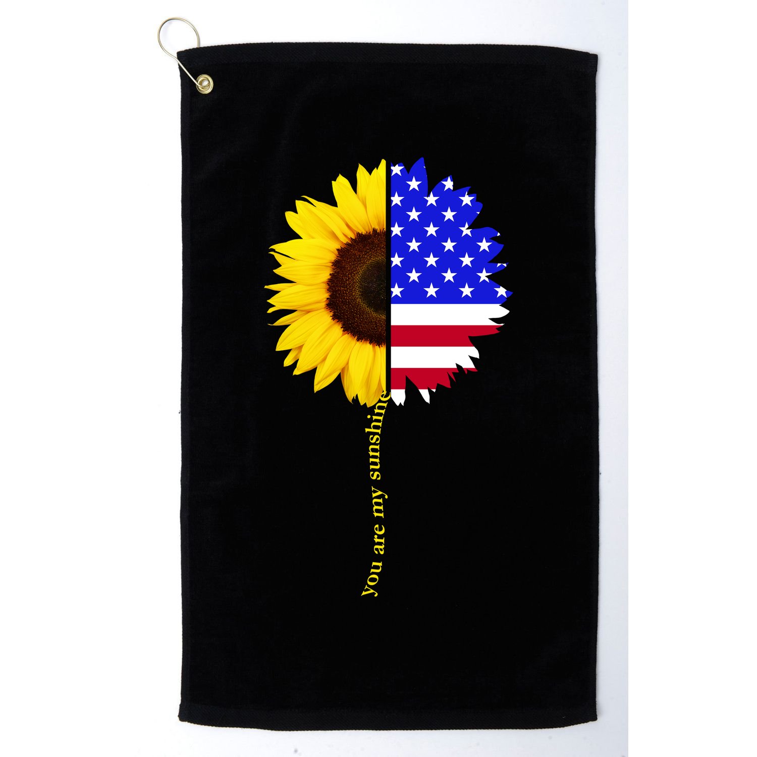 Sunflower American Flag You Are My Sunshine Golf Towel