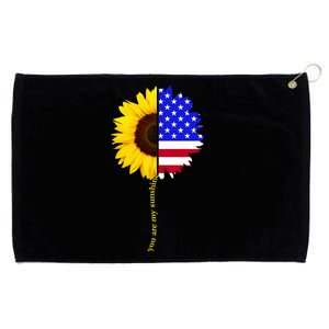 Sunflower American Flag You Are My Sunshine Grommeted Golf Towel