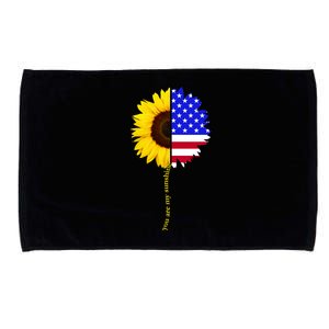 Sunflower American Flag You Are My Sunshine Microfiber Hand Towel