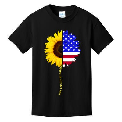 Sunflower American Flag You Are My Sunshine Kids T-Shirt