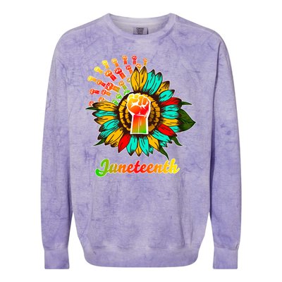 Sunflower Fist Juneteenth Black History African American Colorblast Crewneck Sweatshirt