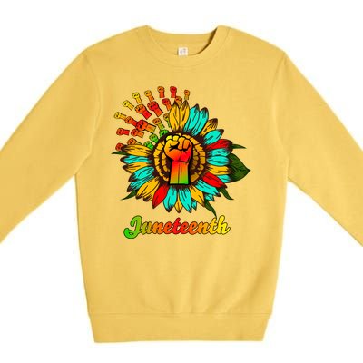 Sunflower Fist Juneteenth Black History African American Premium Crewneck Sweatshirt