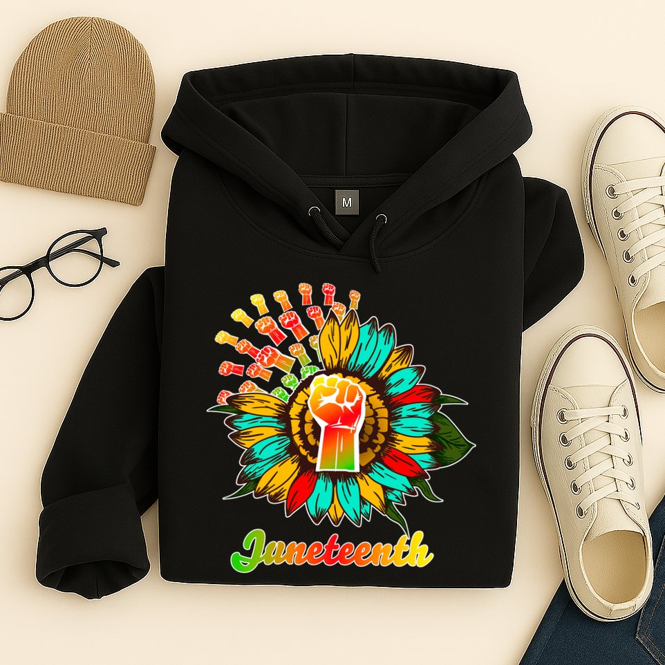 Sunflower Fist Juneteenth Black History African American Hoodie