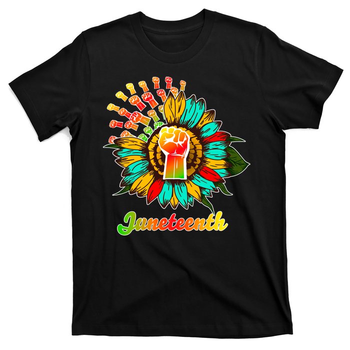 Sunflower Fist Juneteenth Black History African American T-Shirt