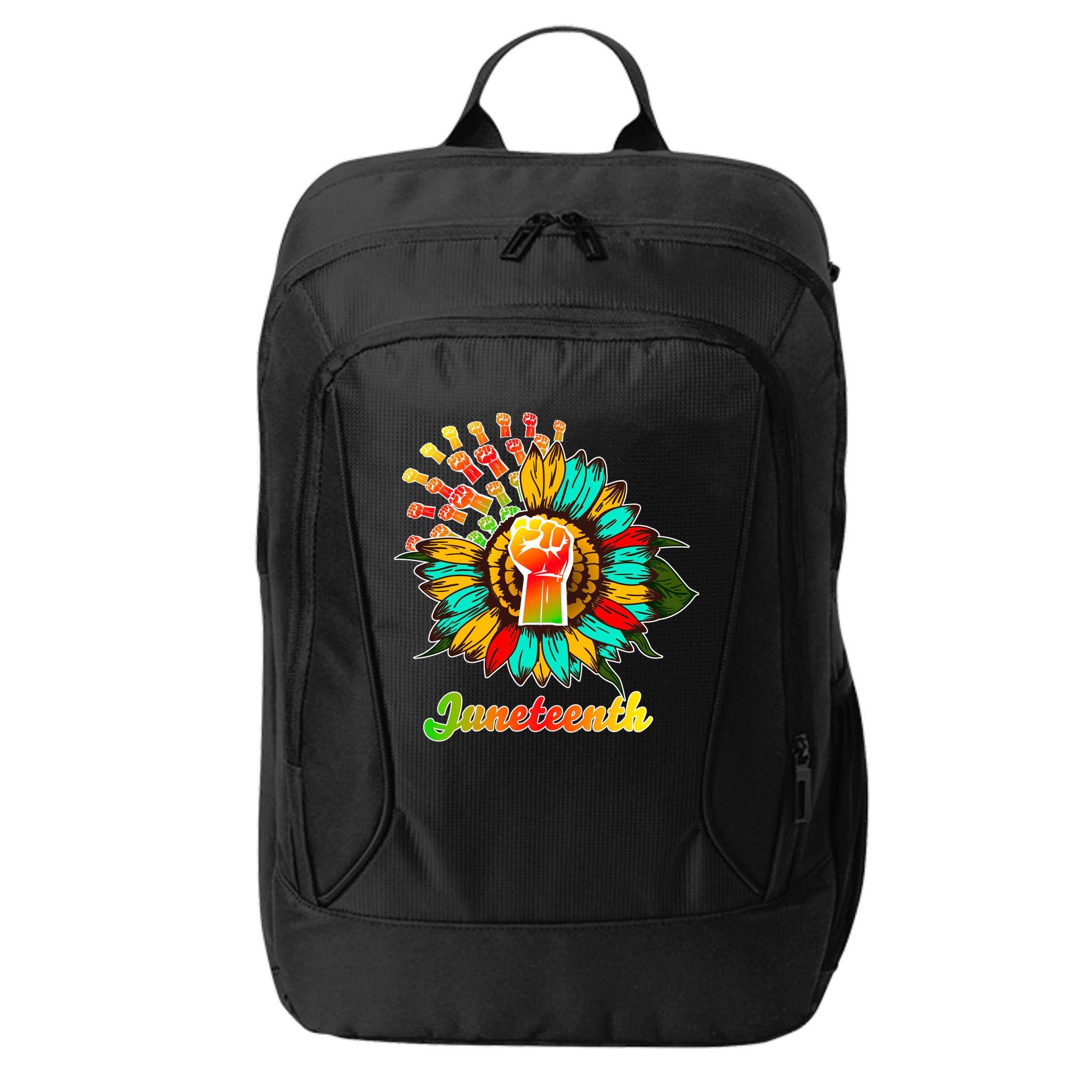 Sunflower Fist Juneteenth Black History African American City Backpack