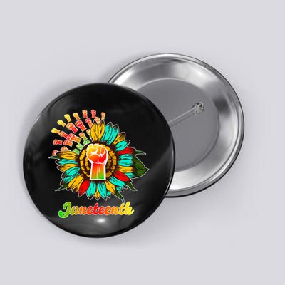 Sunflower Fist Juneteenth Black History African American Button